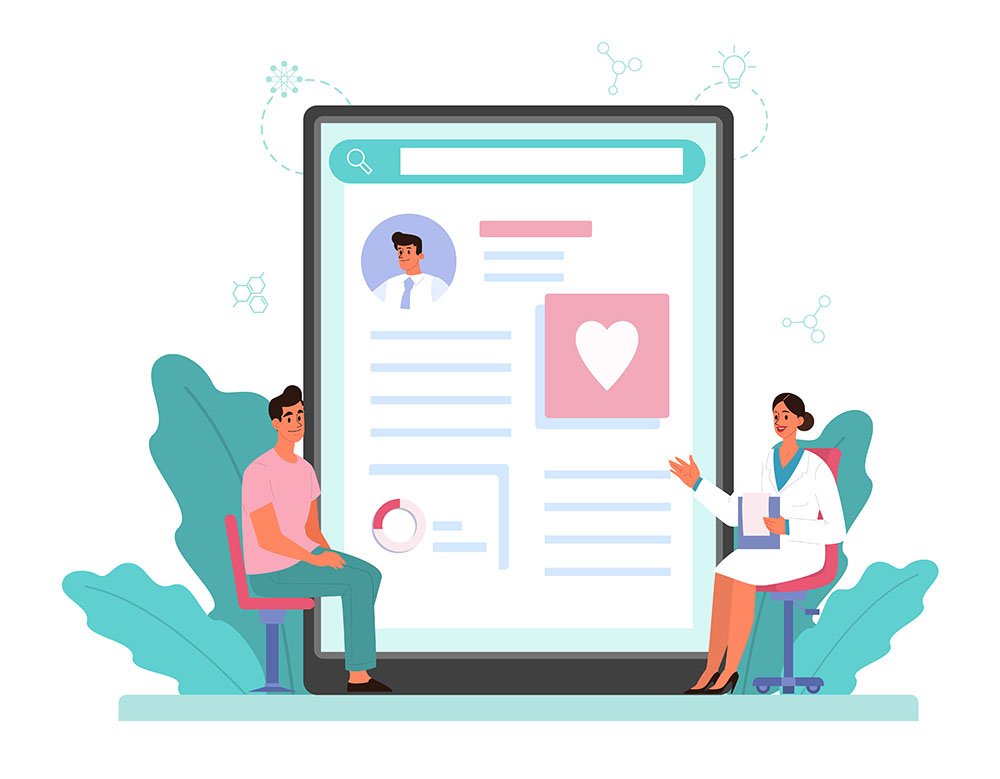 Cardiologist online service or platform. Idea of heart care